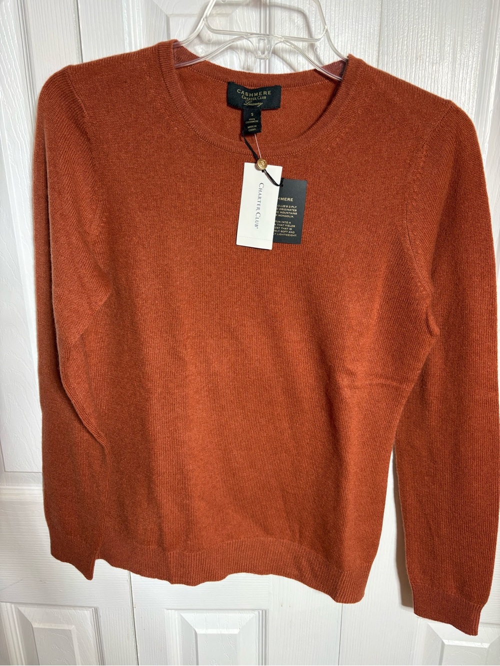 Charter Club Cashmere Crewneck Sweater in Burnt Orange